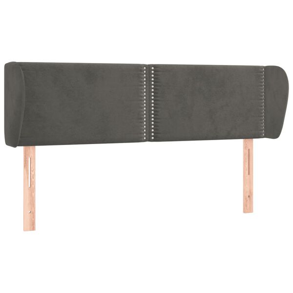 vidaXL T&ecirc;te de lit avec oreilles Gris fonc&eacute; 147x23x78/88 cm Velours