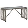 vidaXL Table de jardin Gris et Noir 80 x 40 x 40 cm Rattan PE et Verre