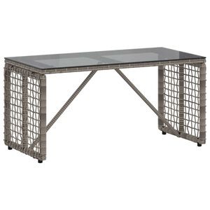 vidaXL Table de jardin Gris et Noir 80 x 40 x 40 cm Rattan PE et Verre