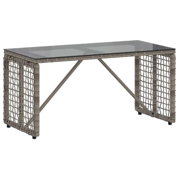 vidaXL Table de jardin Gris et Noir 80 x 40 x 40 cm Rattan PE et Verre