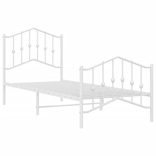 vidaXL Cadre de lit m&eacute;tal sans matelas avec pied de lit blanc 80x200cm