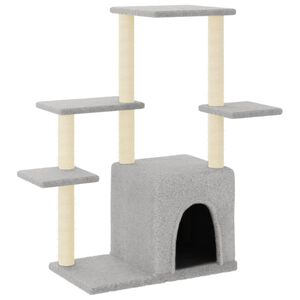 vidaXL Arbre &agrave; chat avec griffoirs en sisal gris clair 97,5 cm