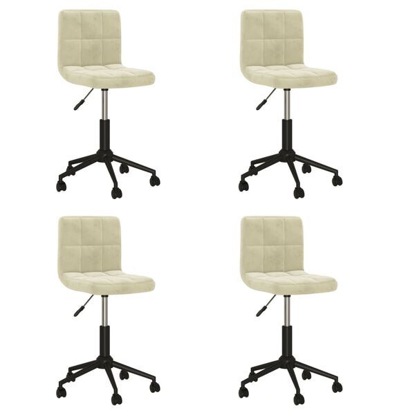 vidaXL Chaises pivotantes &agrave; manger lot de 4 cr&egrave;me velours