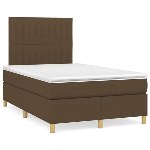 vidaXL Sommier &agrave; lattes de lit avec matelas Marron fonc&eacute; 120x200 cm