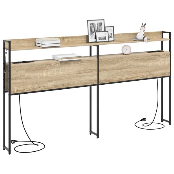vidaXL T&ecirc;te de lit de rangement Ch&ecirc;ne sonoma 200 cm Bois d'ing&eacute;nierie