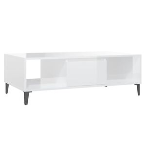 vidaXL Table basse blanc brillant 103,5x60x35 cm bois d'ing&eacute;nierie