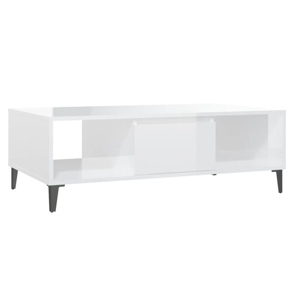 vidaXL Table basse blanc brillant 103,5x60x35 cm bois d'ing&eacute;nierie