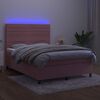 vidaXL Sommier &agrave; lattes de lit avec matelas LED Rose 140x190cm Velours
