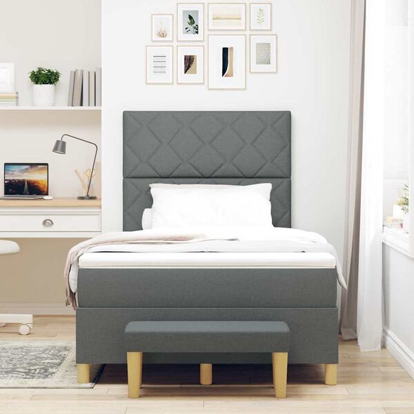 vidaXL Lit &agrave; ressorts avec matelas Gris fonc&eacute; 120 x 190 cm tissu