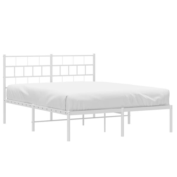 vidaXL Cadre de lit m&eacute;tal sans matelas et t&ecirc;te de lit blanc 120x200 cm