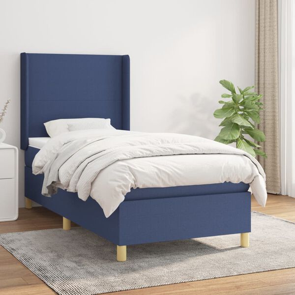 vidaXL Sommier &agrave; lattes de lit avec matelas Bleu 80x200 cm Tissu