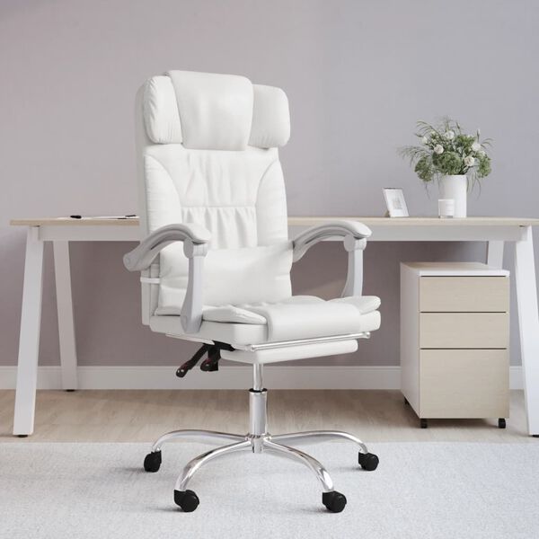 vidaXL Fauteuil inclinable de bureau Blanc Similicuir