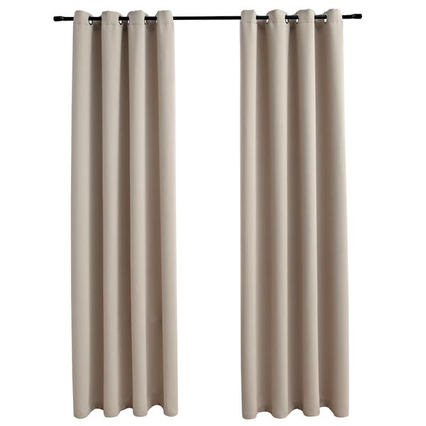 vidaXL Rideaux occultants avec anneaux en m&eacute;tal 2 pcs Beige 140x245 cm