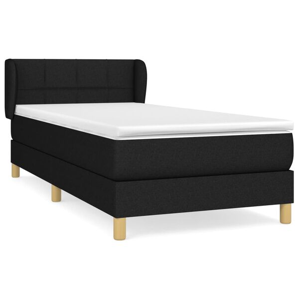 vidaXL Sommier &agrave; lattes de lit avec matelas Noir 90x200 cm Tissu