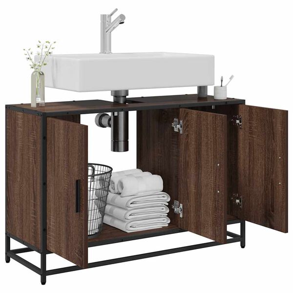 vidaXL Armoire de lavabo de salle de bain ch&ecirc;ne marron 90x33x60 cm