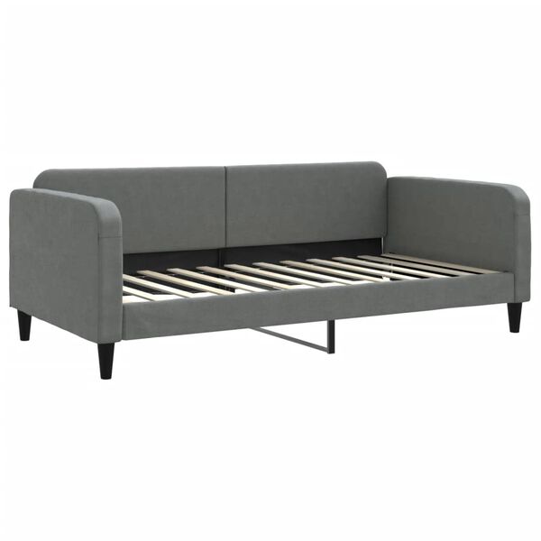 vidaXL Lit de jour avec gigogne et matelas gris foncé 100x200 cm tissu