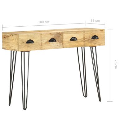 vidaXL Table console 100 x 35 x 76 cm Bois de manguier massif