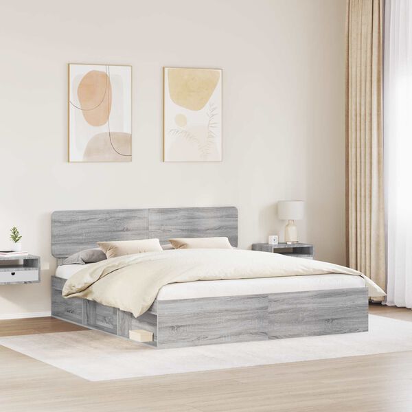 vidaXL Cadre de lit Gris Sonoma 180 x 200 cm Pin massif