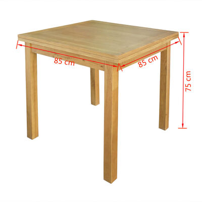 vidaXL Table extensible 85 x 85 x 75 cm Bois de chêne massif