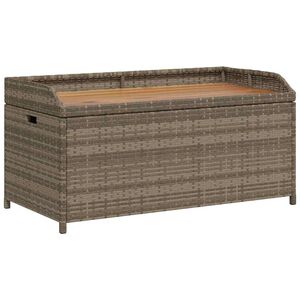 vidaXL Banc de rangement gris r&eacute;sine tress&eacute;e et bois d'acacia