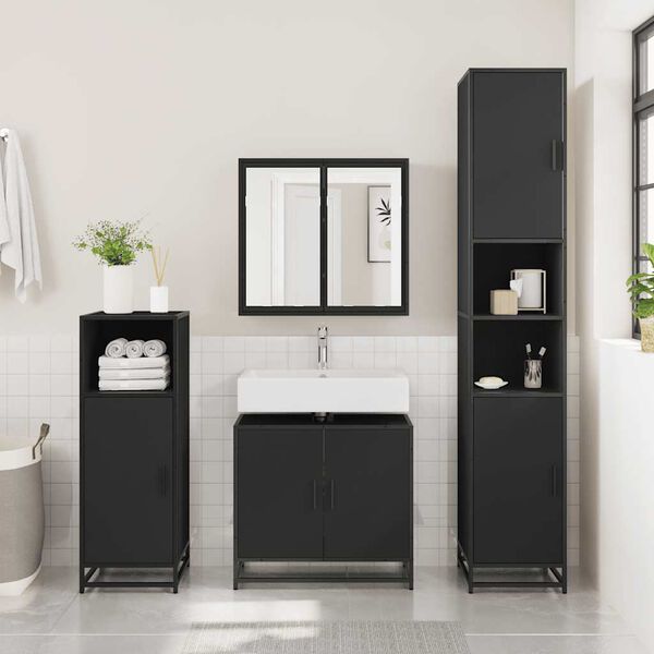 vidaXL Armoire de lavabo de salle de bain noir 65x33x60 cm