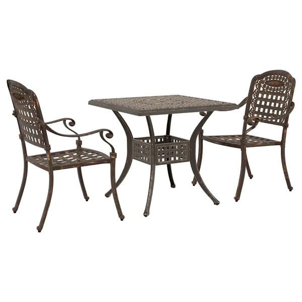 vidaXL Ensemble de tables de jardin 3 pcs Bronze Aluminium coul&eacute;