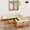 vidaXL Salon de jardin 9 pcs avec coussins Marron miel Bois de pin