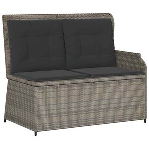 vidaXL Banc inclinable de jardin avec coussins gris r&eacute;sine tress&eacute;e