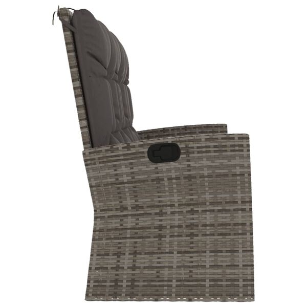 vidaXL Banc de jardin inclinable et coussins gris 173cm r&eacute;sine tress&eacute;e
