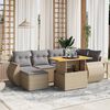 vidaXL Salon de jardin avec coussins 7 pcs beige r&eacute;sine tress&eacute;e