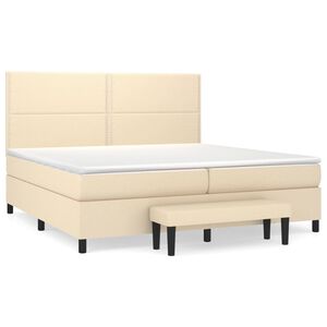 vidaXL Sommier &agrave; lattes de lit avec matelas Cr&egrave;me 200x200 cm Tissu