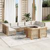 vidaXL Salon de jardin avec coussins 10 pcs beige r&eacute;sine tress&eacute;e