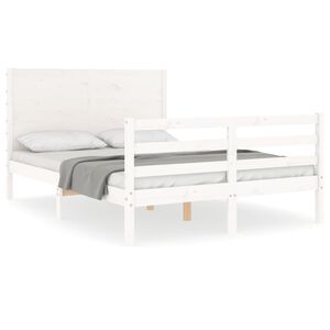 vidaXL Cadre de lit sans matelas blanc 140x200 cm bois massif
