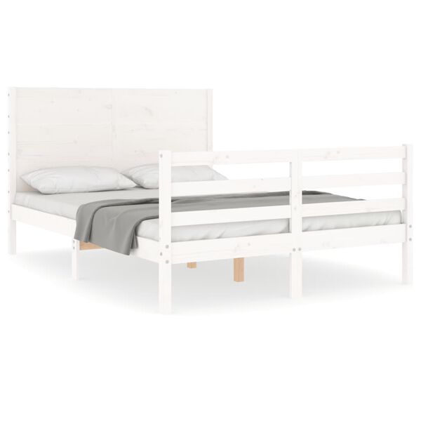 vidaXL Cadre de lit sans matelas blanc 140x200 cm bois massif