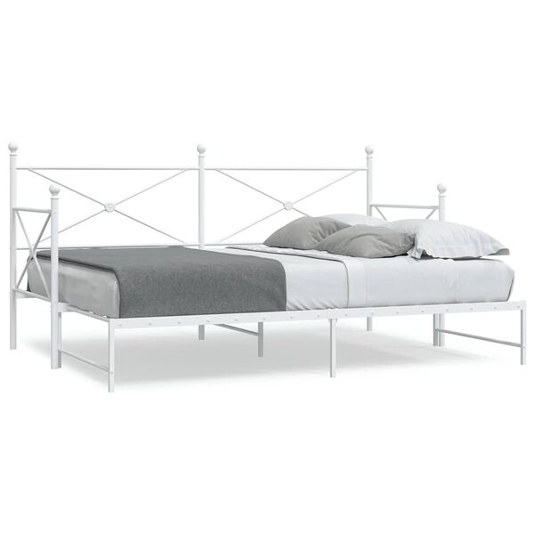 vidaXL Lit de jour avec lit gigogne sans matelas blanc 80x200 cm acier