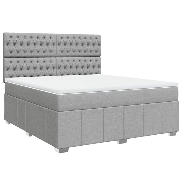vidaXL Sommier &agrave; lattes de lit avec matelas Gris clair 180x200cm Tissu