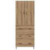 vidaXL Haut Armoire 2 pcs Ch&ecirc;ne artisanal Bois Agglom&eacute;r&eacute; et Verre