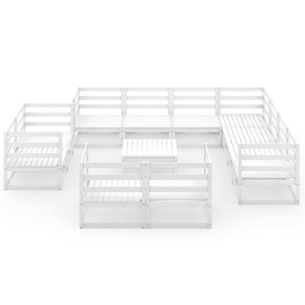 vidaXL Salon de jardin 12 pcs blanc bois de pin massif
