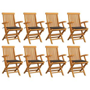 vidaXL Chaises pliantes avec coussins taupe, 8 pi&egrave;ces, en bois de teck massif