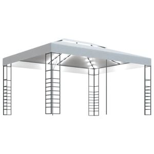 vidaXL Tonnelle avec guirlande lumineuse &agrave; LED 4x3x2,7 m Blanc
