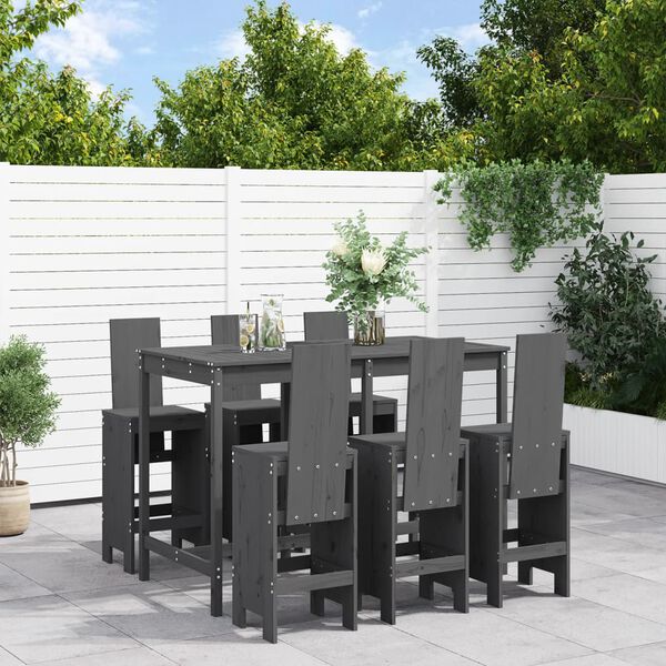 vidaXL Ensemble de bar de jardin 7 pcs gris bois de pin massif