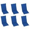 vidaXL Chaises inclinables de jardin et coussins lot de 6 Teck solide