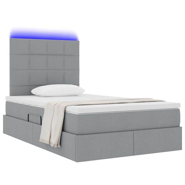 vidaXL Lit avec rangement et LED Gris clair 120 x 190 cm Polyester