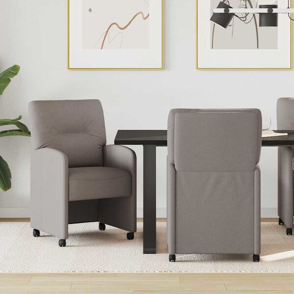 vidaXL Chaises de Salle à Manger avec Roues avec des roues 2 pcs Taupe