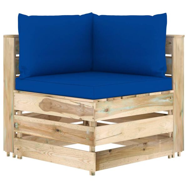 vidaXL Salon de jardin 5 pcs avec coussins Bois impr&eacute;gn&eacute; de vert