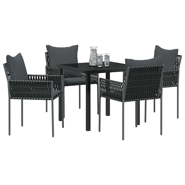 vidaXL Ensemble de salle &agrave; manger pour jardin 5 pcs Noir et gris