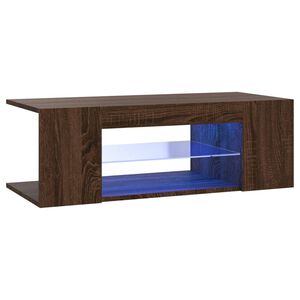vidaXL Meuble TV avec lumi&egrave;res LED Ch&ecirc;ne marron 90x39x30 cm