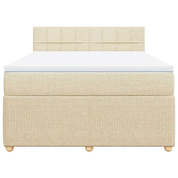 vidaXL Sommier &agrave; lattes de lit avec matelas Cr&egrave;me 140x190 cm Tissu