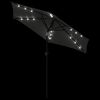 vidaXL Parasol de jardin LED et mât en acier anthracite 225x225x212 cm
