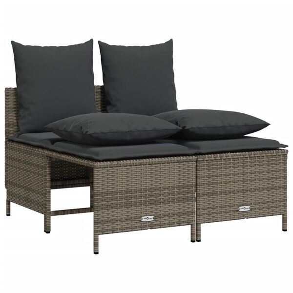 vidaXL Salon de jardin 5 pcs avec coussins gris r&eacute;sine tress&eacute;e